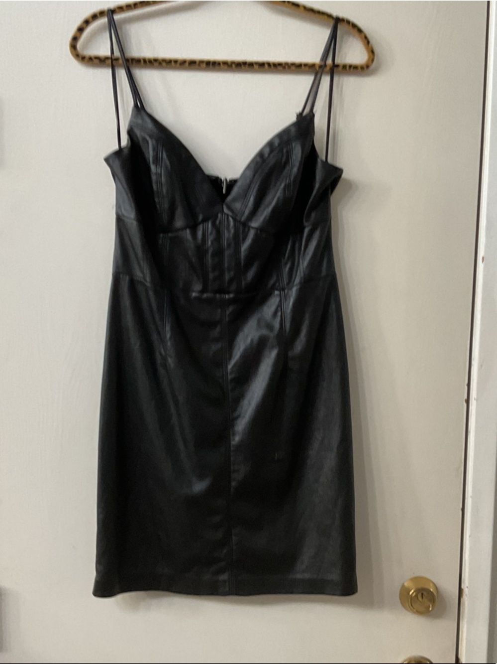 Guess Black Faux Leather Midi Dress